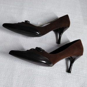 miss me NEW women shoes size 7 brown expresso Pointe Career Mid Heels Lace up.